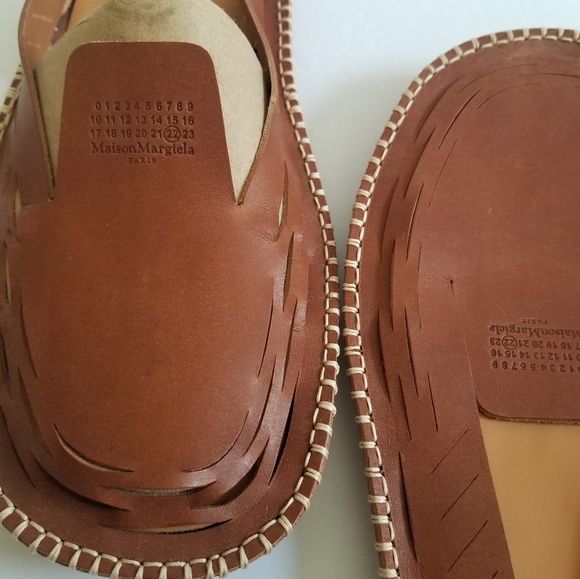 Maison Margiela Leather Flat Mules Sandals Size 39 Brown Tan - Picture 8 of 8